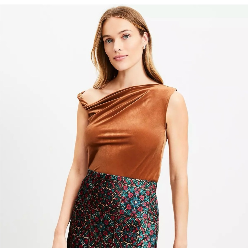 LOFT Brown Velvet Off-Shoulder Top size M and Small